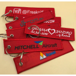 Wholesale custom embroidered remove keychain woven key tag