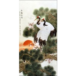 B284 Pine Crane Landscape Ink Painting Porch Mural for Decoration