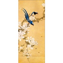B303 Flower and Bird Ink Painting Porch Background Wall Decoration