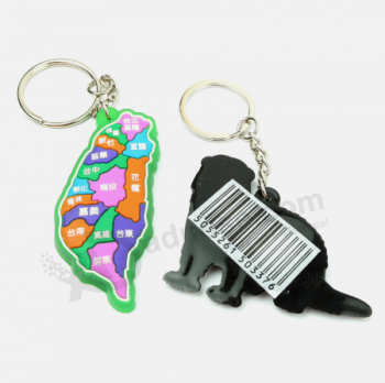 Cadeaux promotionnels en caoutchouc porte-clés étiquettes en relief silicium en caoutchouc bande dessinée porte-clés