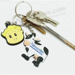 Formgeprägte weiche Schlüsselringe der Karikatur kundenspezifische GummiMarkenname keychains