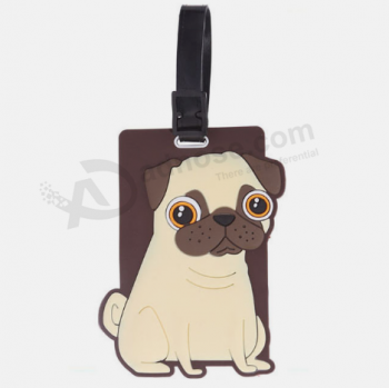 Etiqueta de equipaje de silicona de forma de perro etiqueta de equipaje de PVC suave de dibujos animados