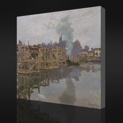 NO-YXP 023 Claude Monet - The Bridge under Repair (1871-1872) Impressionist Oil Painting Wall Art Decoration