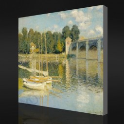 NO-YXP 033 Claude Monet - The Bridge at Argenteuil (1874) Impressionist Oil Painting Wall Background Decoration for House