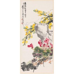 B033 Flower and Bird Ink Painting Porch Mural for Home Decoration