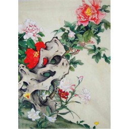 B038 Peony Lily Flower Ink Painting Porch Background Decoration
