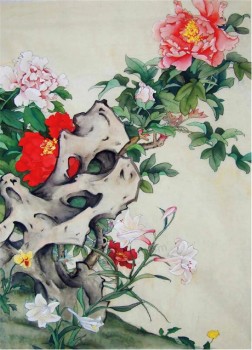 B038 decorazione floreale del portico della pittura dell'inchiostro del fiore del giglio della peonia