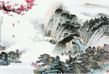Pintura de la pared del fondo de la televisión china del fondo de la pintura de la tinta del paisaje b316