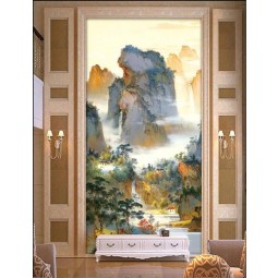 B319 Chinese Landscape Ink Painting Porch Mural