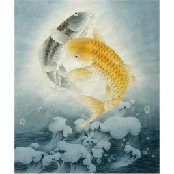 B041 Carp and Spray Ink Painting Printing Background Wall Murals