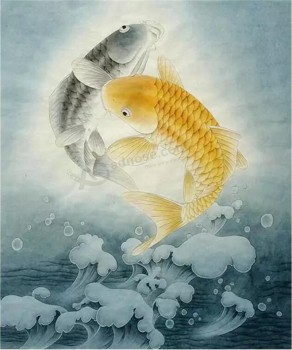 B041 Carp and Spray Ink Painting Printing Background Wall Murals