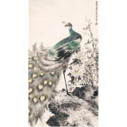 B055 Peacock Ink Painting Porch Background Decoration Mural