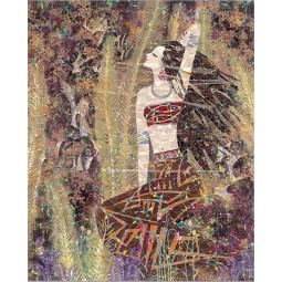 B067少数民族の女の子の墨塗りの壁の背景装飾の衣装