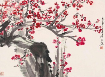 B069 Plum Blossom TV Background Wall Ink and Wash Painting for Home Decoration