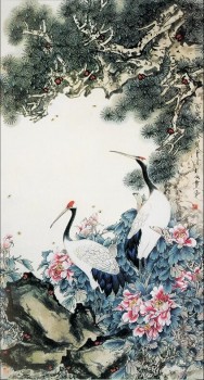 B094 Chinese Painting Red Crowned Crane Background Wall Ink Painting