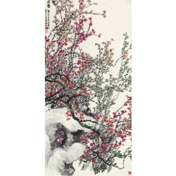 B0100 pintura decorativa de alta definição de tinta de flor de ameixa e pintura de lavagem