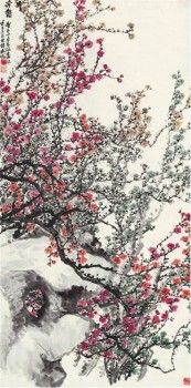 B0100 pintura decorativa de alta definição de tinta de flor de ameixa e pintura de lavagem