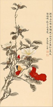 B101红白相思茶花装饰画水墨画