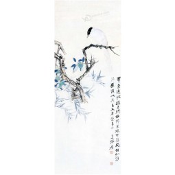 B105 A Magpie on the Branches Ink and Wash Painting Decorative Porch Background Wall