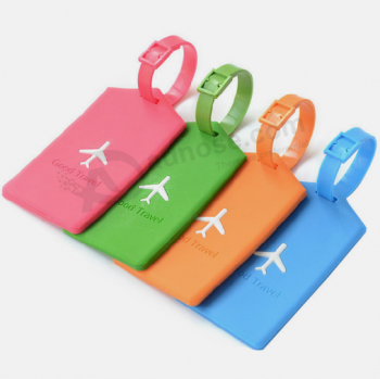 Airplane travel ID tag embossed logo soft pvc luggage tag