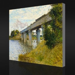 NNO-YXP 060 Claude Monet - The Railway Bridge at Argenteuil (1874) Impressionist Oil Painting Background Wall Decoration for Home