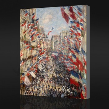 NNO-Yxp 066 claude monet-The Rue Montorgueil, 30th of June 1878(1878)Impressionistische olieverfschilderij achtergrond wand decor