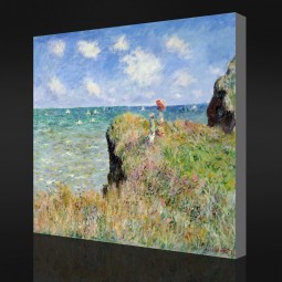 NNO-YXP 082 Claude Monet - Walk on the Cliff at Pourville (1882) Impressionist Oil Painting House Decor on Sale