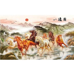 B121 Fine Horse Water and Ink Painting TV Background Wall Decoration for Home