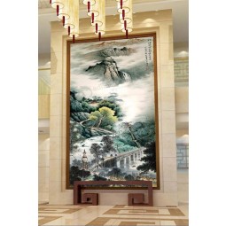 B125中国の風景の水と墨塗りの壁の装飾