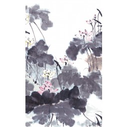 B327 Lotus Pond Water and Ink Painting Porch Background Wall Decoration Home Decor