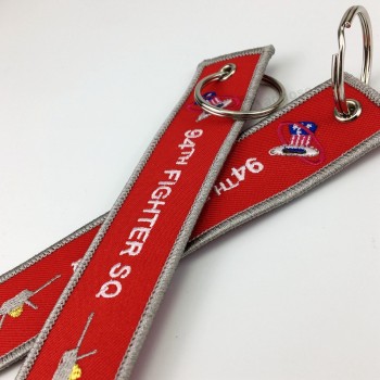 Custom soft and comfortable embroidery lanyard keychain,custom woven keychain with your logo