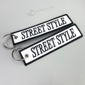 Cheap promotional key rings double sided logo custom embroidery keychain with high quality