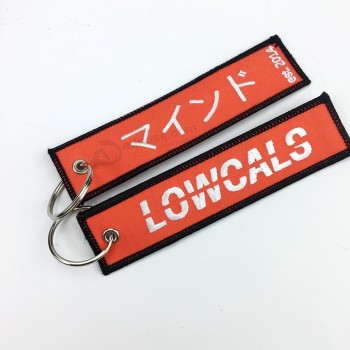 Benutzerdefinierte bestickt Schlüsselanhänger Gepäckanhänger hochwertige gewebte Stickerei Schlüsselbund