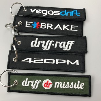 Custom design embroidered keychain/key chain/keyring key ring with your logo
