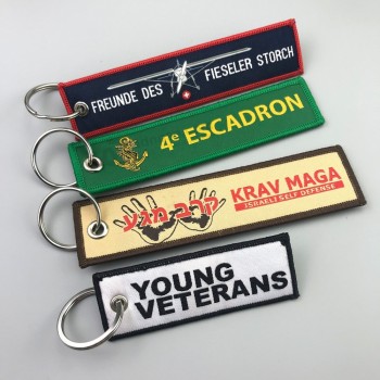 Design oneself style ,custom hot sale high quality woven key chain for flight promotional with your logo
