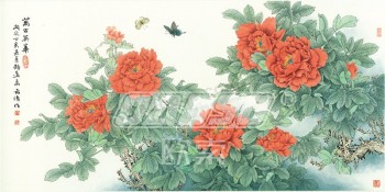 B333 Chinees typisch schilderij met pioen voor wanddecoratie