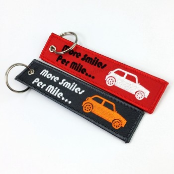 Custom Cheap Private car Logo embroidery keychain for promotional gift