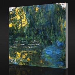 NO-YXP 097 Claude Monet - Weeping Willow and Water-Lily Pond (detail) (1916-19) Impressionist Oil Painting for Background Wall Decoration