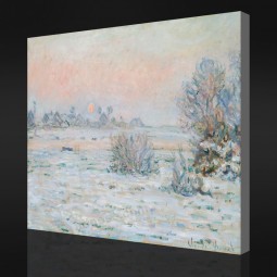 NO-YXP 100 Claude Monet - Winter Sun, Lavacourt (1879-1880) Impressionist Oil Painting Artwork Printing Decorative Mural
