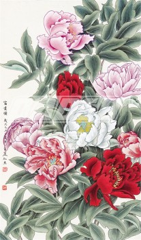 B341 Peony Background Wall Decoration Ink Painting Wall Art Printing Home Decor