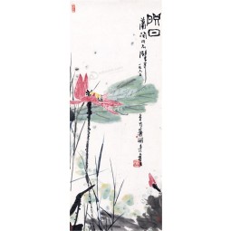B344 Lotus Porch Wall Background Decoration Ink Painting for House Decoration