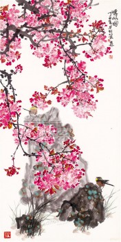 B345 peinture à l'encre de décoration de fond de mur de fleur et d'oiseau pour la décoration de maison