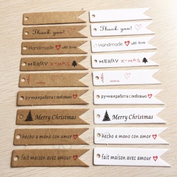 100 PCS 7x1.5Cmである DIY Kraft Paper Tag Dovetail shapes Label Luggage Wedding Party Note Blank price Hang tag Gift Wrapping Supplies