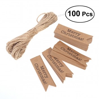 100PC Paper Tags Craft Tags Merry Christmas Hang Labels Bookmark Tags