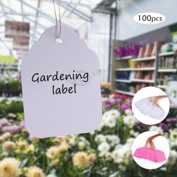100个 Plants Hang Tag Labels Seedling Garden Flower Pot Plastic Tags Number Plate Hanging Reusable PVC Garden Tools 3.6*2.5厘米