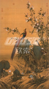 B348 flor y pájaro fondo de pared decoración tinta pintura ilustraciones impresión