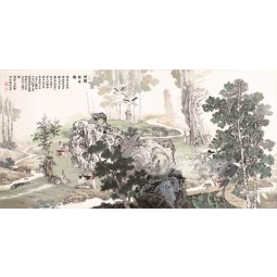 B353 Western Garden Landscape Painting Background Wall Decoration Ink Painting Wall Art Printing