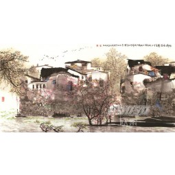 B355 Scenery in the South of the Yangtze River Living Background Wall Decoration Ink Painting Wall Art Printing