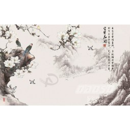 B356 Yulan Magnolia Flower TV Background Wall Decoration Ink Painting Wall Art Printing