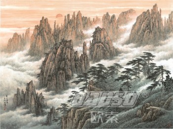 B360 mount huang landscape painting background decorazione murale pittura a inchiostro per soggiorno
